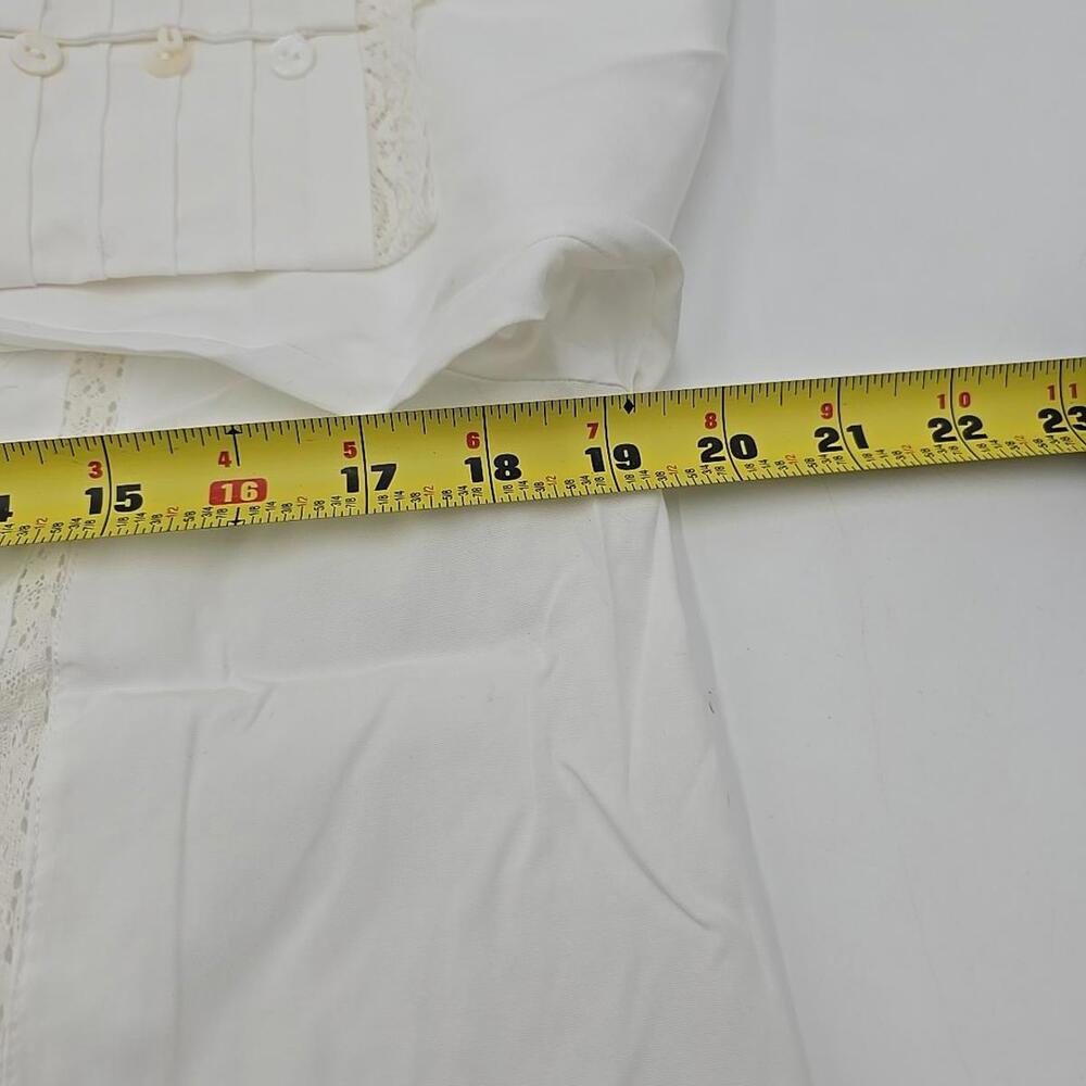 Simple Retro Faith‎ Lace Patchwork Embroidered Off White L Cottagecore Blouse - Picture 8 of 10